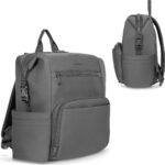 Sac À Dos Pour Poussette LIONELO Cube Grey Stone, 12 Poches, Matelas À Langer Imperméable