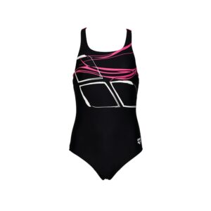 Maillot De Bain Une Pièce Arena Pool Logo Noir Fuchsia Fille