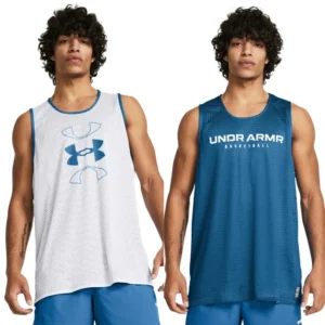 Gilet De Sport Double Face UNDER ARMOR Baseline Pour Homme, Bleu/ Blanc