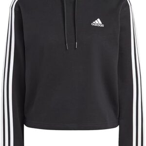Sweat À Capuche Court ADIDAS Essentials 3 Bandes En Molleton Pour Femme - Noir