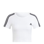 T-Shirt Court À Manches Courtes ADIDAS eLka Essentials 3 Stripes Pour Femme - Blanc