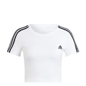 T-Shirt Court À Manches Courtes ADIDAS eLka Essentials 3 Stripes Pour Femme - Blanc