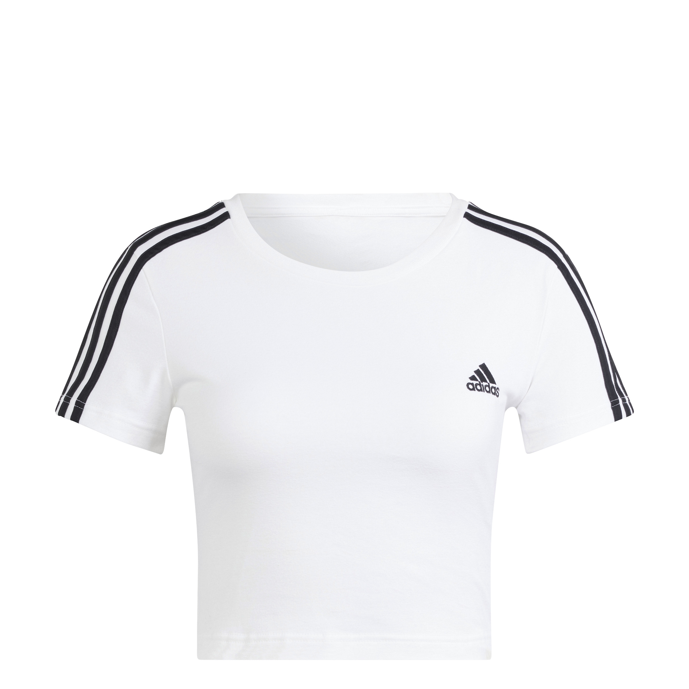 T-Shirt Court À Manches Courtes ADIDAS eLka Essentials 3 Stripes Pour Femme - Blanc