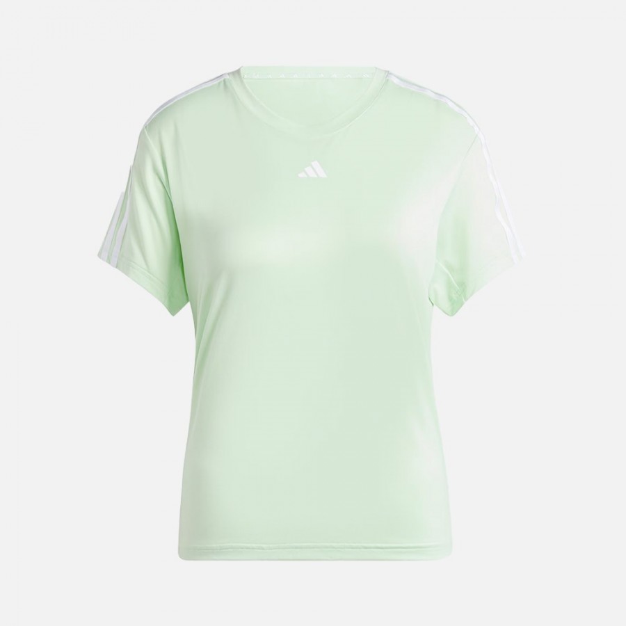 T-Shirt D'Entraînement ADIDAS IS4213 À 3 Bandes Pour Femme - Vert Étincelant / Blanc