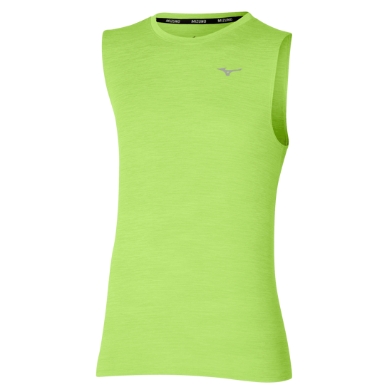 T-Shirt Sans Manches MIZUNO Impulse Core J2GAB011-42 - Vêtements De Course Pour Homme - Vert Citron