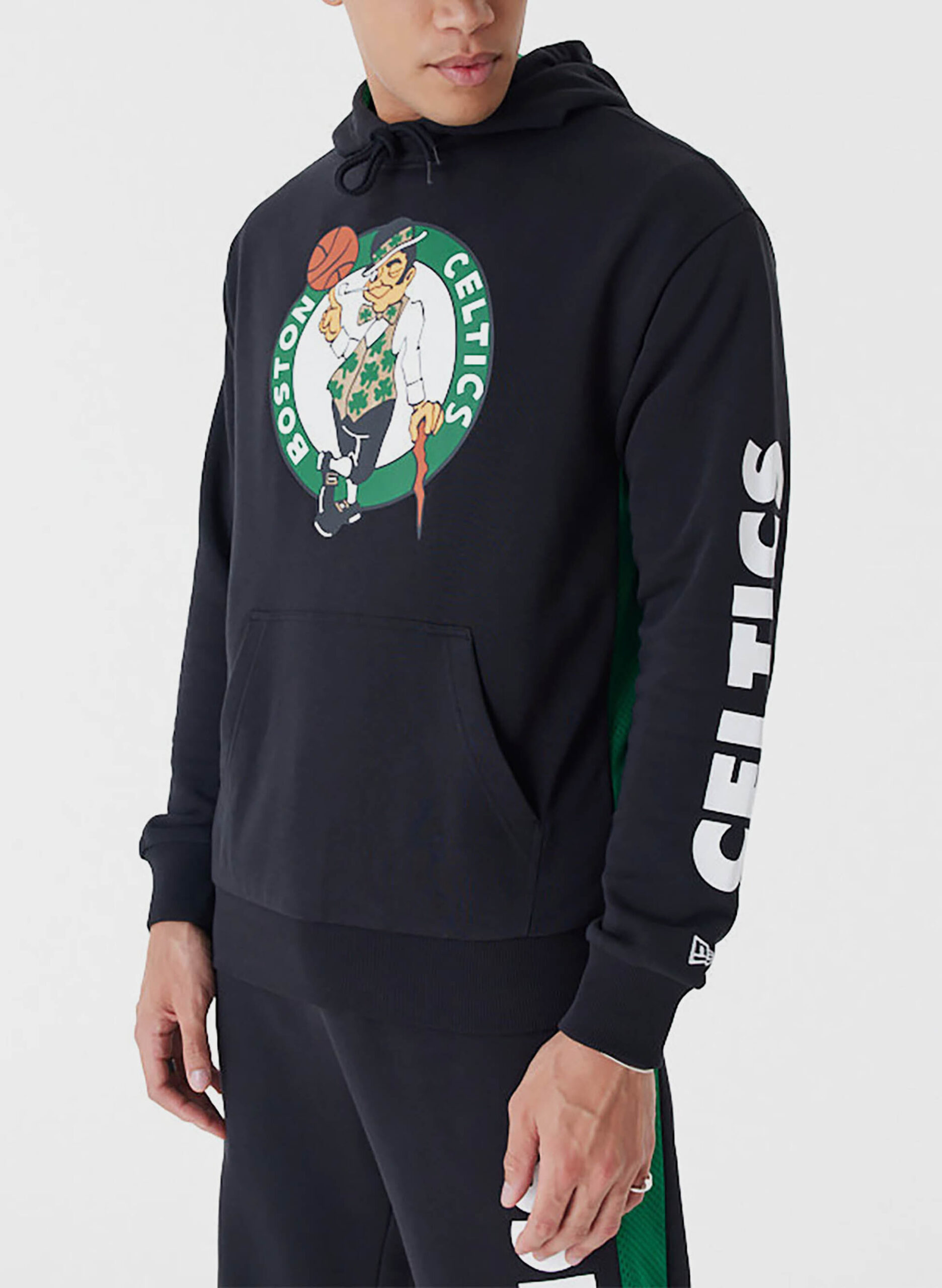 Sweat À Capuche NEW ERA NBA Boston Celtics Mesh Panel Oversized - Noir / Blanc / Vert