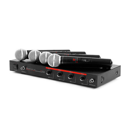 Système Sans Fil VHF BoomToneDJ VHF Quattro M GR3 Avec Récepteur 4 Canaux + 4 Micros Main Dynamiques Sans Fil