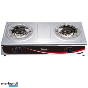 Plaque De Cuisson À Gaz Double ROSBERG Premium RP51454BDF, 30 Mbar, Brûleurs En Fonte, Avec Protection, Trois Supports, Acier Inoxydable