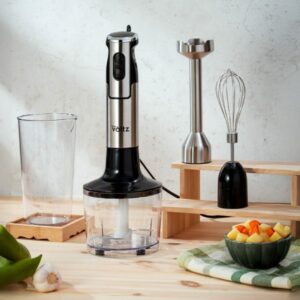 Mixeur Plongeant Avec Hachoir VOLTZ OV51112JSC - 1500W / 0,7L - Tige En Métal Avec Bol De , Fouet À Œufs, Inox Noir