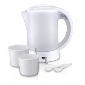 Bouilloire Électrique De Voyage Rosberg R51230U 600W - 0,6L - aVec Deux Tasses Et Deux Cuillères - Blanche.
