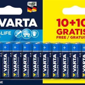 20 Piles Alcalines VARTA Très Longue Durée AA/LR6 Dont 10 Gratuites