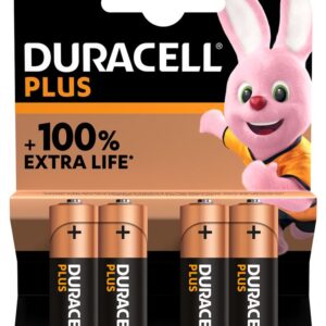 Pack De 4 Piles Alcalines DURACELL Plus AA 1,5V LR06 - Noir