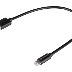Adaptateur Lightning SANDBERG USB Mâle Vers Lightning Mâle 20CM, Pour Apple iPad / iPhone / iPod - Noir