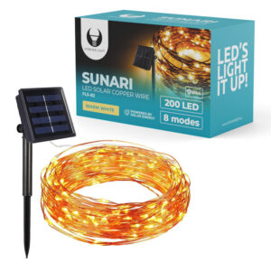 Lampe Solaire À Fil LED FOREVER Light SUNARI FLS-82, 22 m, 600 mAh, Li-Ion