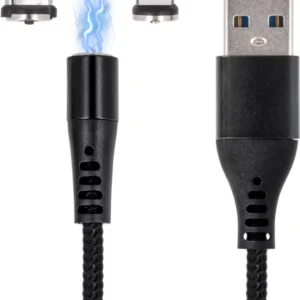 Câble Magnétique Maxlife MXUC-03 USB Lightning, USB-C, microUSB, 1M, 3A - Nylon Noir