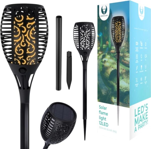 Veilleuse De Jardin Solaire FOREVER Flame 12 LED 300 mAh Ni-Mh IP65 - Noire