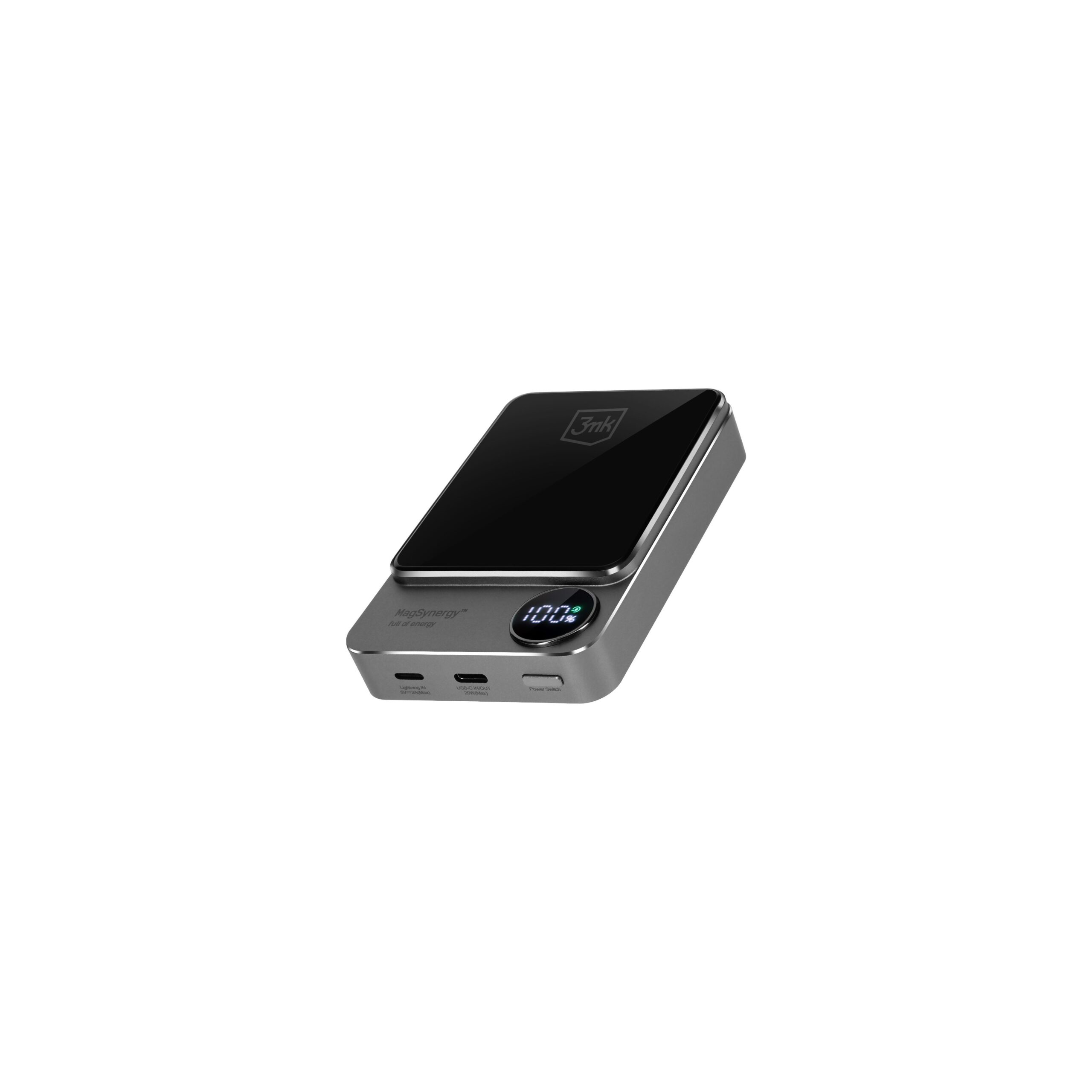 Powerbank 3MK Magsafe Energy Qi 10000mAh LED - Gris / Noir