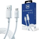 Câble 3MK HYPER USB-A Vers USB-Micro - 1.2M - 5 V / 2,4 A - Blanc