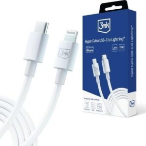 Câble 3MK Hyper USB-C Vers Lightning 20W / 1.2M - Blanc