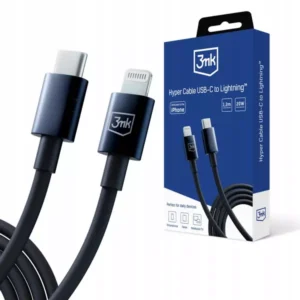 Câble 3MK Hyper USB-C Vers Lightning - 20W / 1.2M - Noir