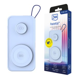 PowerBank PastelUp 3MK Sans Fil Qi MagSafe 10.000mAh 22.5W - USB A Vers C - Bleu