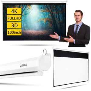 % Overmax - Ecran de projection Semi-Automatique - Rapport hauteur/largeur 16:9 - Longueur d'écran réglable - 100 pouces