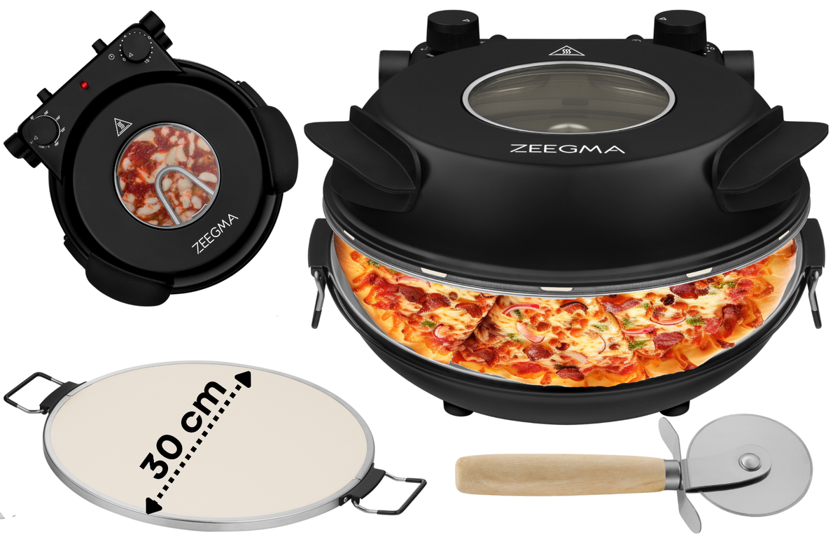 Mini-Four À Pizza ZEEGMA Pizzamaker 1200W À Plaque En Pierre Céramique Ø30cm