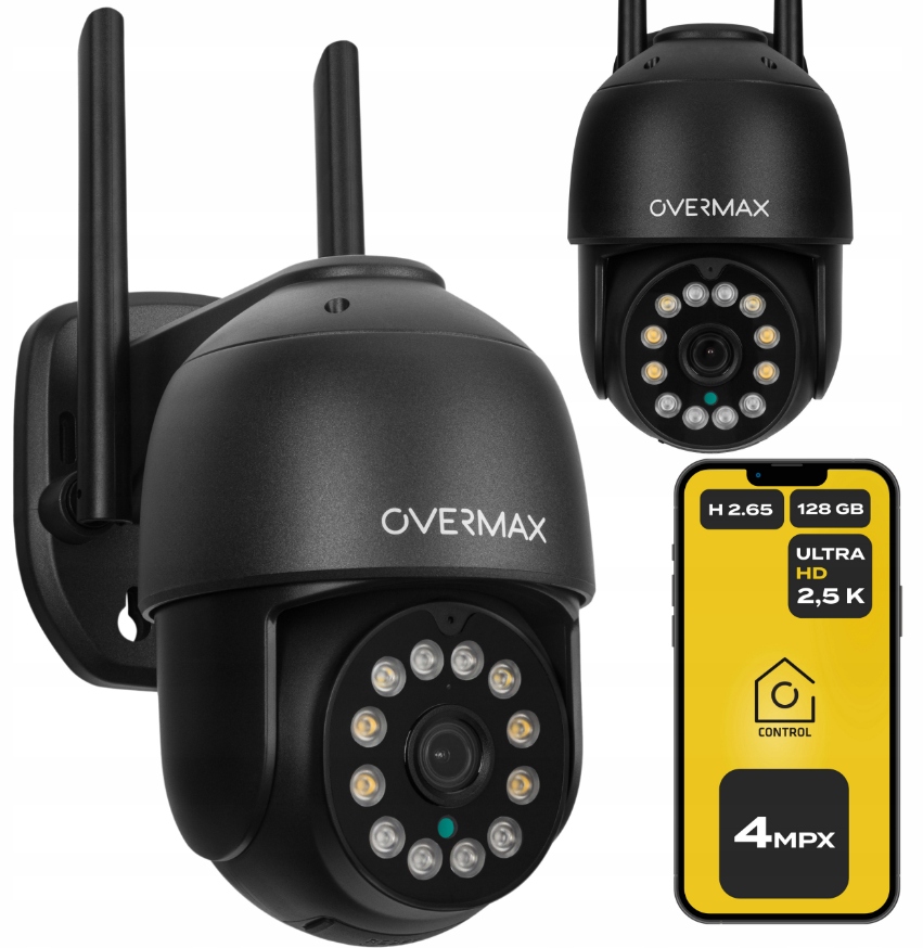 Caméra De Sécurité Extérieure SMART OVERMAX Camspot 4.95 Avec Détection De Mouvement Intelligente - Noire