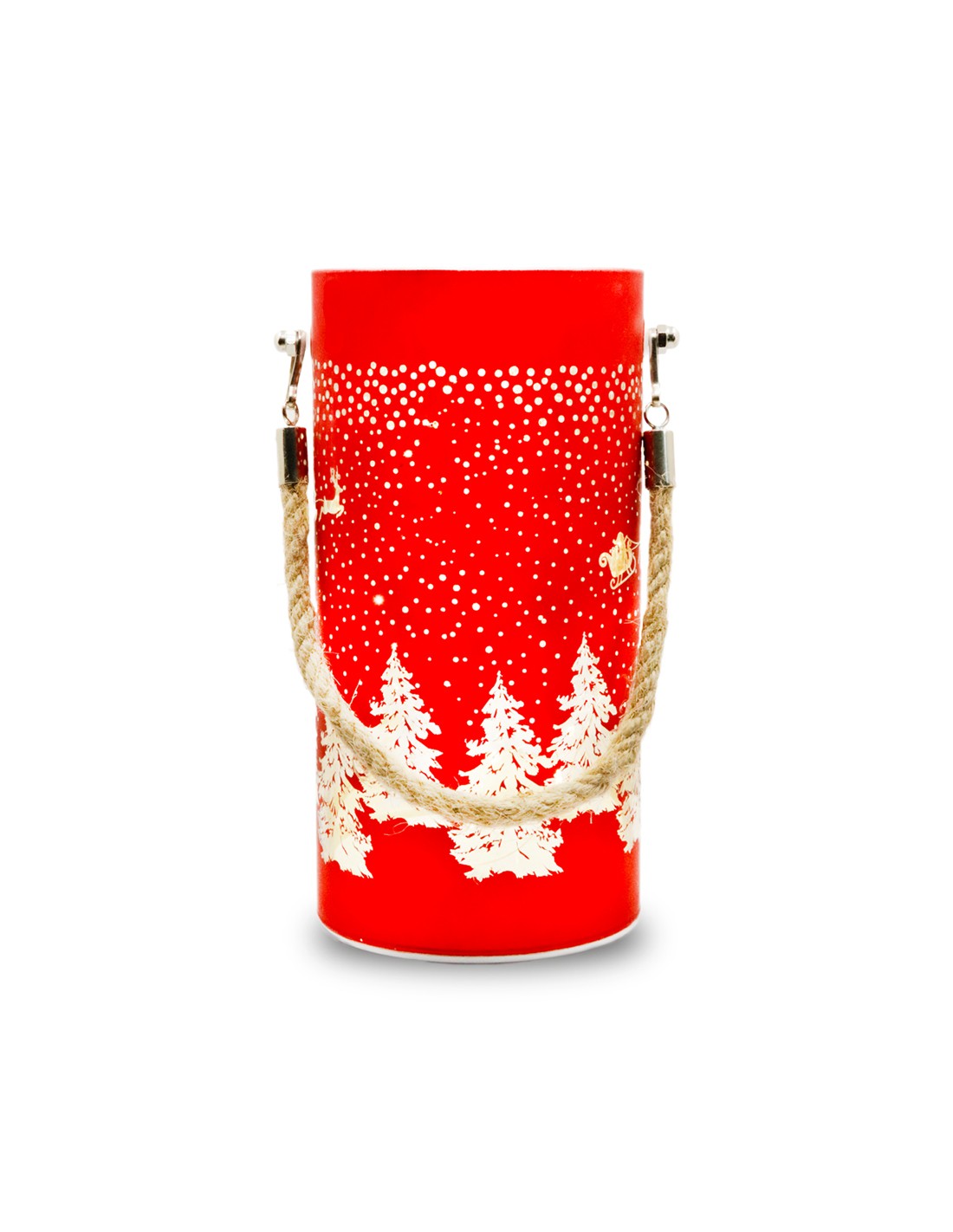 Lanterne De Noël En Verre FCL-10 L FOREVER Light - Rouge / Or
