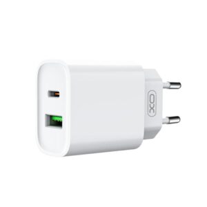 Chargeur mural XO CE02A PD - 1 Port USB, 1 Port USB-C, PD 20 W, QC 3.0, 18 W, CE02A - Blanc