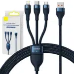 Câbles BASEUS USB Vers Micro-USB + Lightning + Type-C 66W 1.2M - Bleu