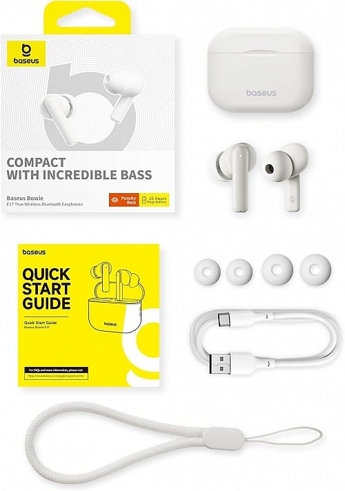 Écouteurs Intra-Auriculaires Sans Fil BASEUS Bowie E17 Bluetooth - Blanc Stellaire