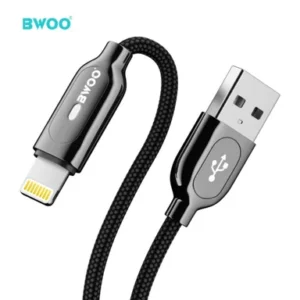 Câble Lightning Pour Iphone BWOO Bo-X131L - Câble De Charge Tressé En Nylon De 1 M Avec Témoin Lumineux De Charge - Noir