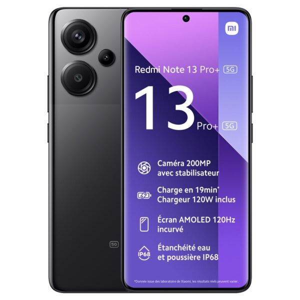 Smartphone XIAOMI Redmi Note 13 Pro+ 5G 6.67" Double Sim - Stockage 256 Go / RAM 8 Go - Noir