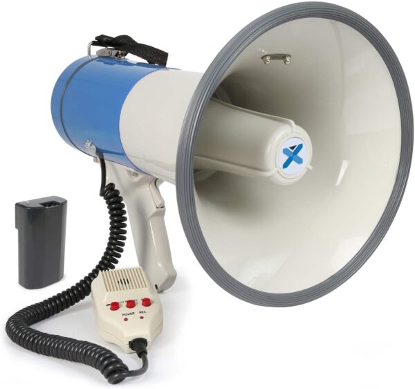 Mégaphone Professionnel VONYX MEG065 65W Avec Batterie, Portée Jusqu'à 1,2 km, MP3, Longue Autonomie, Micro Main, Bandoulière Incluse