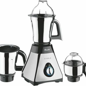 Mixeur-Broyeur PREETHI Steel 3 Pots, 550 Watts - Argent