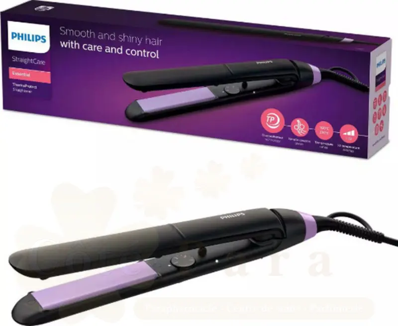 Lisseur PHILIPS StraightCare Essential BHS377 - Noir / Violet