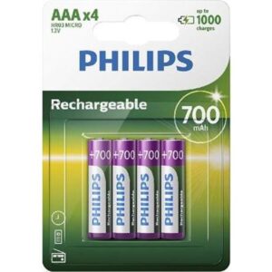 Pack De 4 Piles Rechargeable PHILIPS AAA LR03 700 Mah