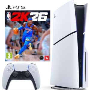 Pack Console SONY PlayStation 5 Edition Standard Slim Blanc Et Noir + NBA 2K26