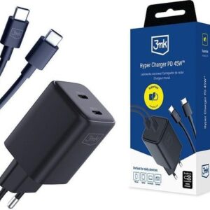 Hyper Chargeur 3MK 45W Avec Câble De 1.2M - Noir